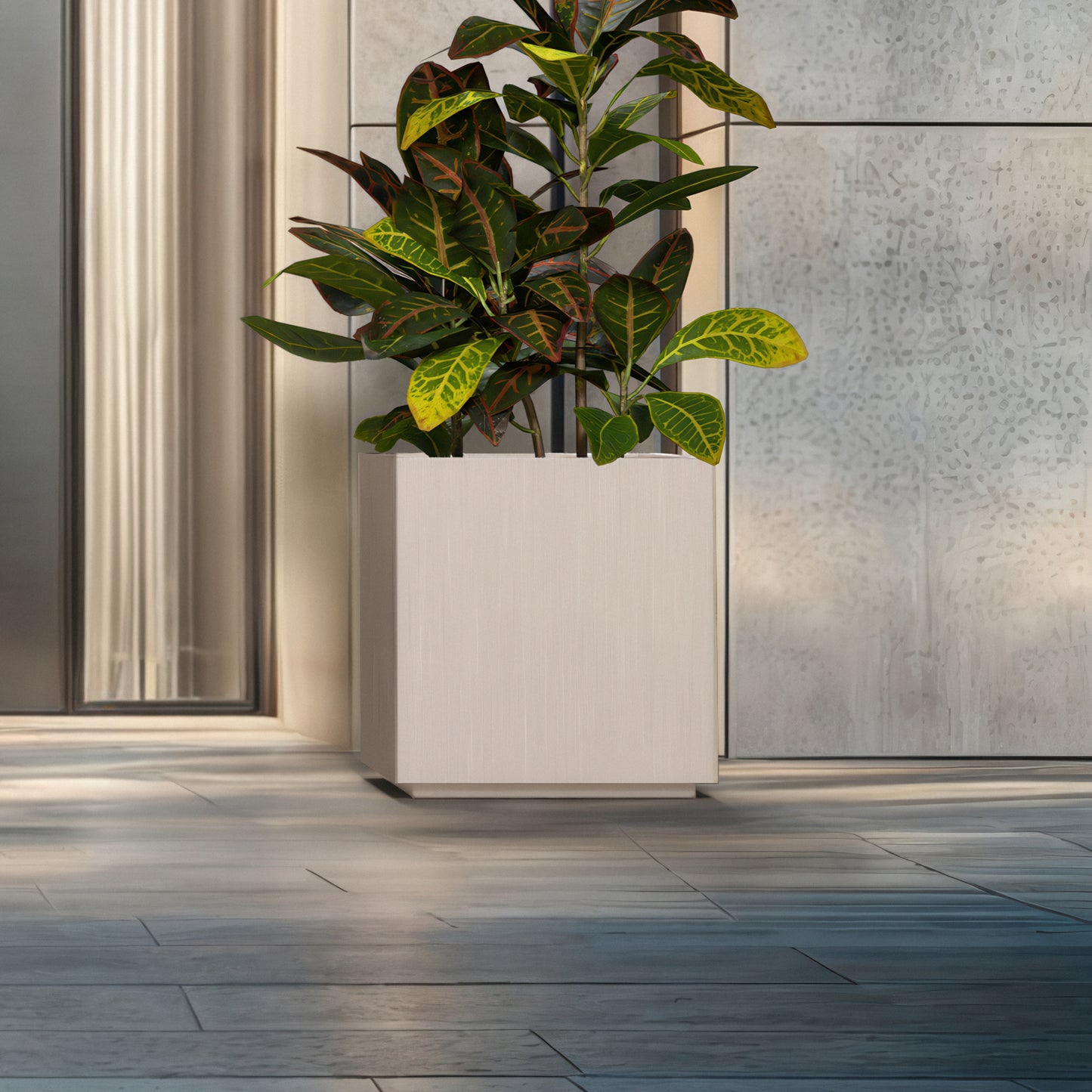 Vaso Cubato in acciaio inox satinato