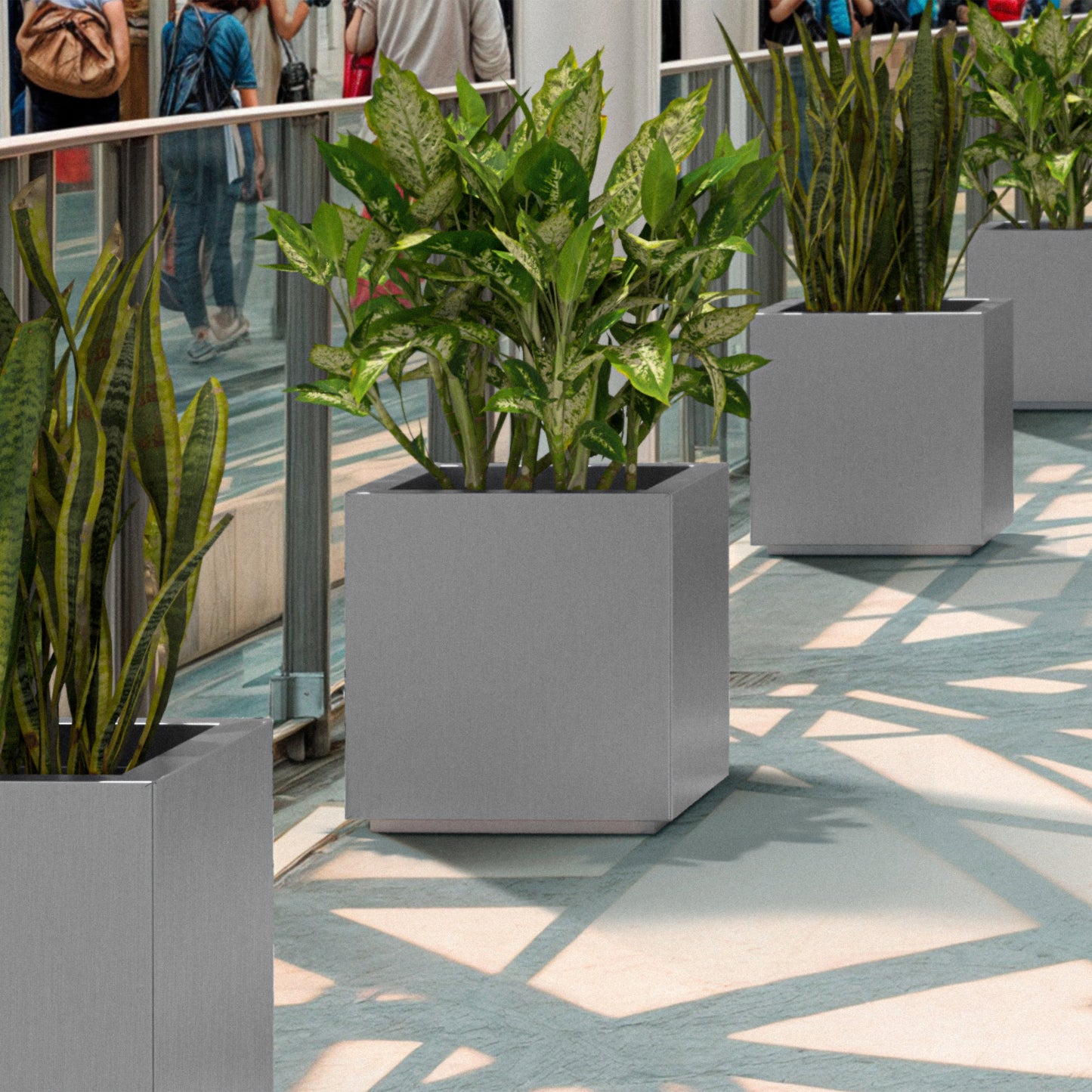 Vaso Cubato in acciaio inox satinato