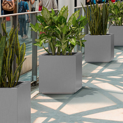 Vaso Cubato in acciaio inox satinato